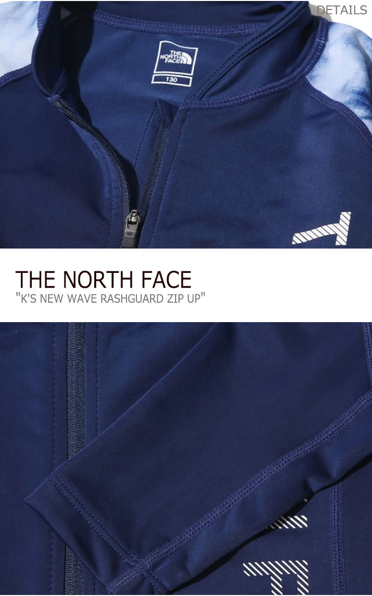 ノースフェイス 水着 THE NORTH FACE 男の子 女の子 K'S NEW WAVE RASHGUARD ZIP UP キッズ ニュー ウェーブ ラッシュガード ジップアップ 長袖 NAVY ネイビー NJ5JK07S ウェア【中古】未使用品