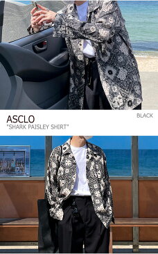 エジュクロ シャツ ASCLO メンズ レディース SHARK PAISLEY SHIRT シャーク ペイズリーシャツ BLACK ブラック GOLD ゴールド 長袖 ウェア