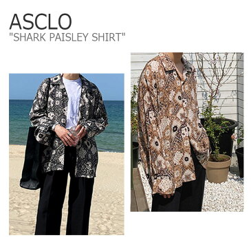 エジュクロ シャツ ASCLO メンズ レディース SHARK PAISLEY SHIRT シャーク ペイズリーシャツ BLACK ブラック GOLD ゴールド 長袖 ウェア