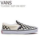 バンズ スリッポン スニーカー VANS 男の子 女の子 CLASSIC SLIP-ON クラシックスリッポン BLACK ブラック WHITE ホワイト CHECKERBOARD チェッカーボード VN000ZBUEO1 シューズ 【中古】未使用品 1