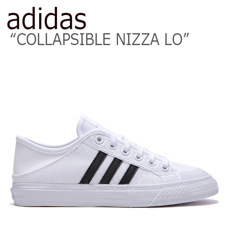 アディダス ニッツァ スニーカー adidas メンズ レディース COLLAPSIBLE NIZZA LO コラプシブル ニッツァ ロー WHITE ホワイト BLACK ブラック H67375 FLADBA2U07 シューズ【中古】未使用品