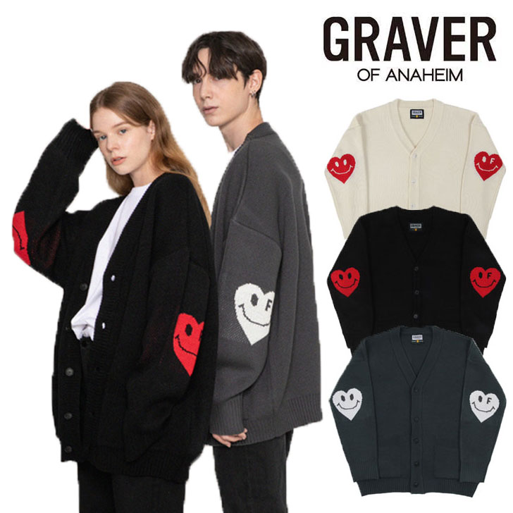 グレーバー アウター GRAVER 正規販売店 Elbow Heart Smile Knit Cardigan エルボー ハート スマイル ニット カーディガン 全3色 G-CD-03 G-W-CD-2-CL G-W-KN-10 ウェアのサムネイル