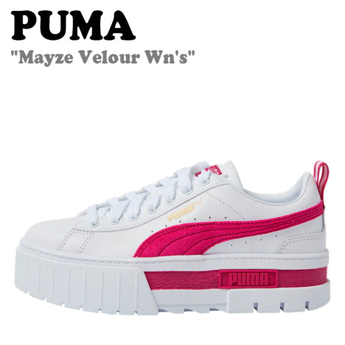 プーマ スニーカー PUMA レディース MAYZE VELOUR WN'S メイズ ベロア ウーマンズ WHITE FESTIVAL FUCHSIA ホワイト フクシア フェスティバル 386636_01 シューズ 【中古】未使用品