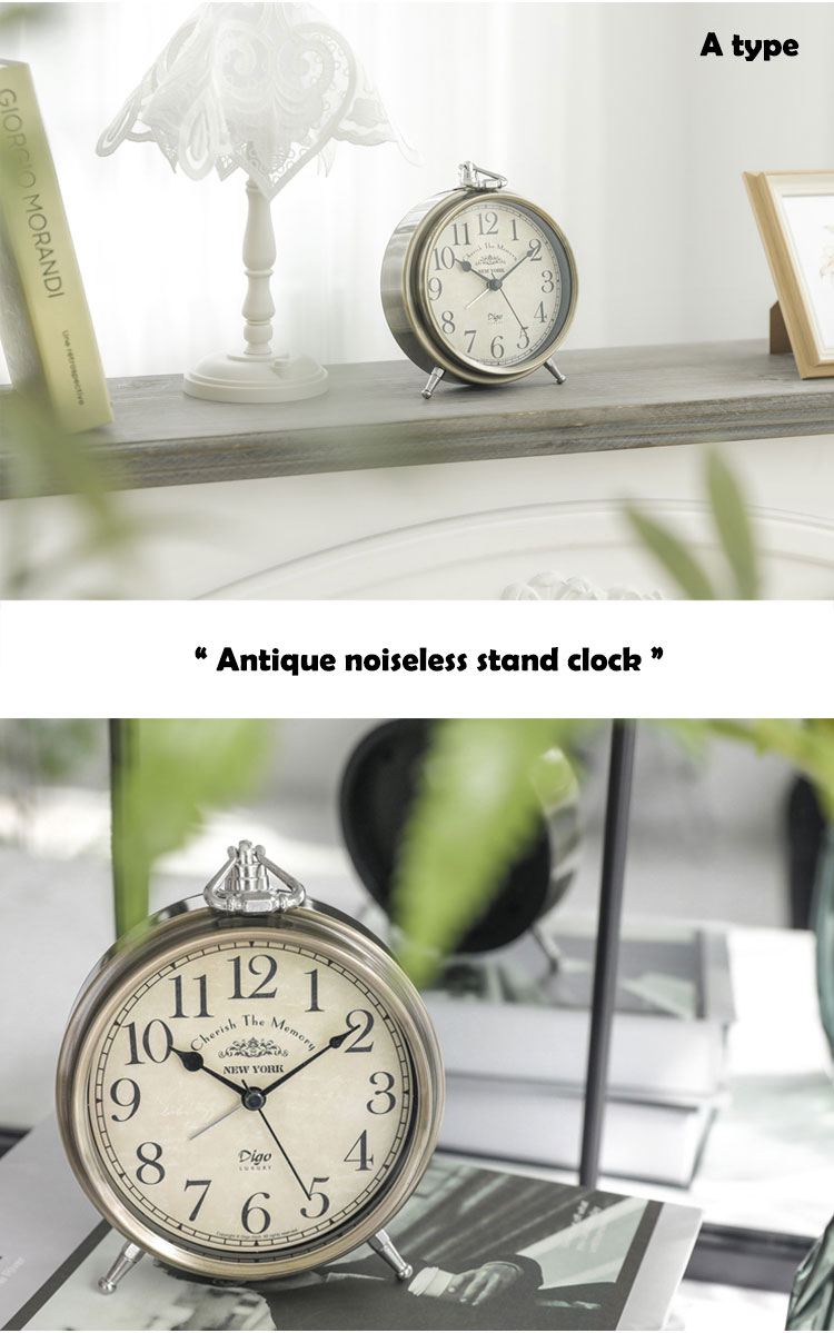 ミスモネ 置時計 miss mone Antique noiseless stand clock レトロ アンティーク 卓上時計 ノイズレス スタンド時計 置き時計 MISS03 ACC