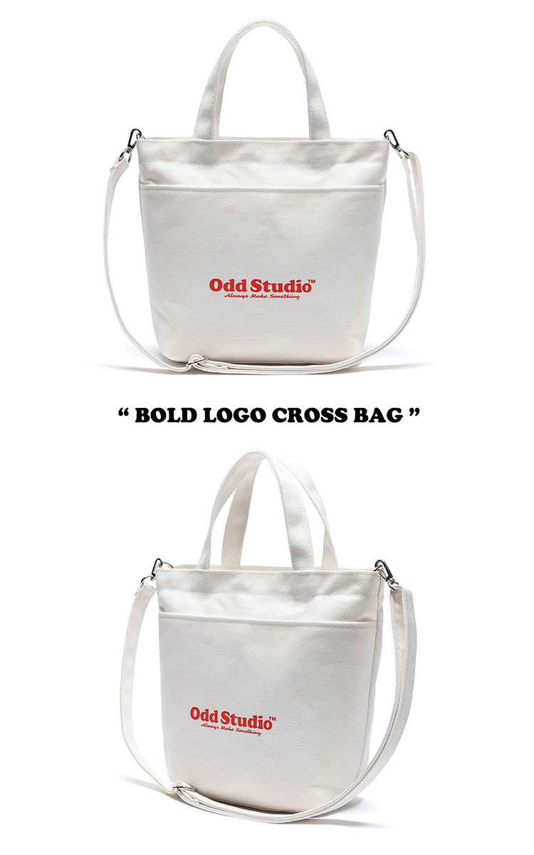 【国内配送/正規品】オッドスタジオ ボディバッグ ODD STUDIO 正規販売店 BOLD LOGO CROSS BAG ボールド ロゴ クロスバッグ CREAM クリーム OO0AUBC101 バッグ 2