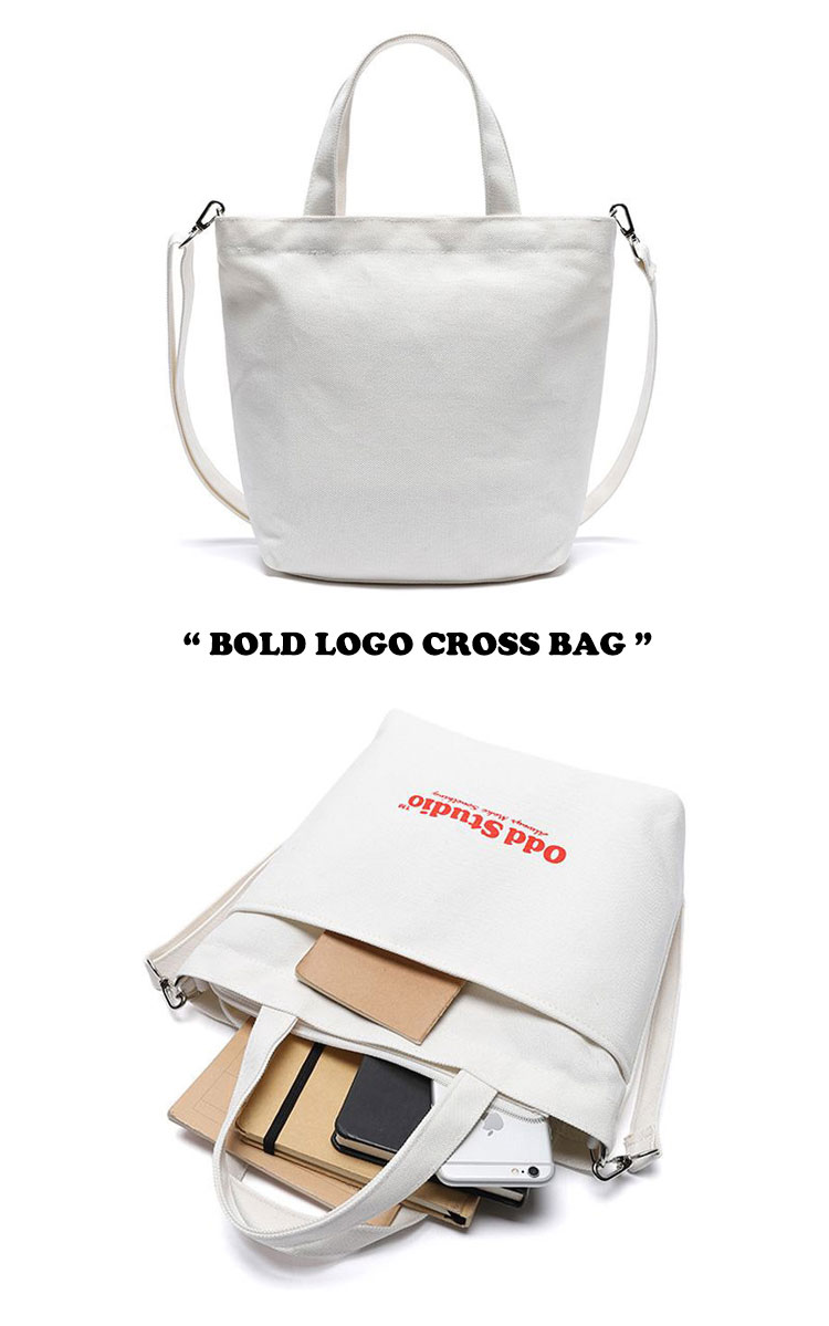 【国内配送/正規品】オッドスタジオ ボディバッグ ODD STUDIO 正規販売店 BOLD LOGO CROSS BAG ボールド ロゴ クロスバッグ CREAM クリーム OO0AUBC101 バッグ 3