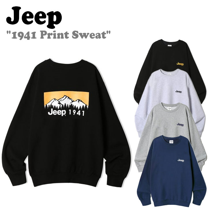 ジープ トレーナー Jeep メンズ レディース 1941 Print Sweat 1941 プリント スウェットシャツ 全4色 JN5TSU842BK/NA/MW/MG ウェア