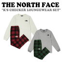 ノースフェイス スウェット セットアップ THE NORTH FACE 男の子 女の子 K'S CHECKER LOUNGEWEAR SET キッズ チェッカー ラウンジウェア セット IVORY アイボリー MELANGE_GREY メランジ グレー NT7TM54S/T ウェア 【中古】未使用品