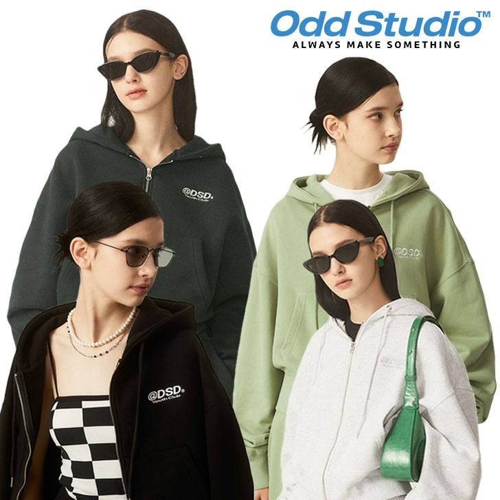 IbhX^WI p[J[ ODD STUDIO K̔X ODSD Logo Cropped Hood Zip Up S Nbv t[h WbvAbv BLACK ubN AVOCADO A{Jh GREEN O[ WHITE MELANGE zCgW OO2FFHU101 EFA