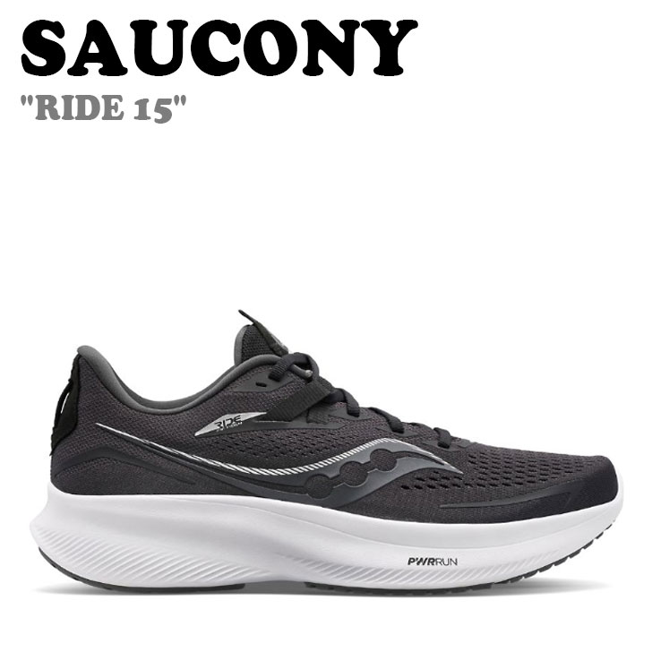 サッカニー スニーカー SAUCONY メンズ RIDE 15 ライド 15 BLACK ブラック WHITE ホワイト S20730-05 シューズ