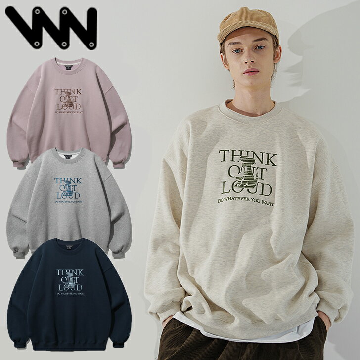 WVプロジェクト トレーナー WV PROJECT 正規販売店 OUTLOUD SWEATSHIRTS アウトライド スウェットシャツ 裏起毛 GRAY グレー NAVY ネイビー OATMEAL オートミール PALE PINK ペールピンク MJMT7613 ウェア