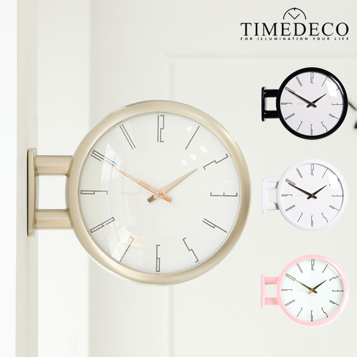 タイムデコ 掛け時計 TIMEDECO 正規販売店 MODERN DOUBLE WALL CLOCK モダン ダブル ウォール クロック 両面 掛け時計 ChampagneGold シャンパンゴールド Black ブラック White ホワイト BabyPink ベビーピンク 2564599 2840522 2997833 ACC