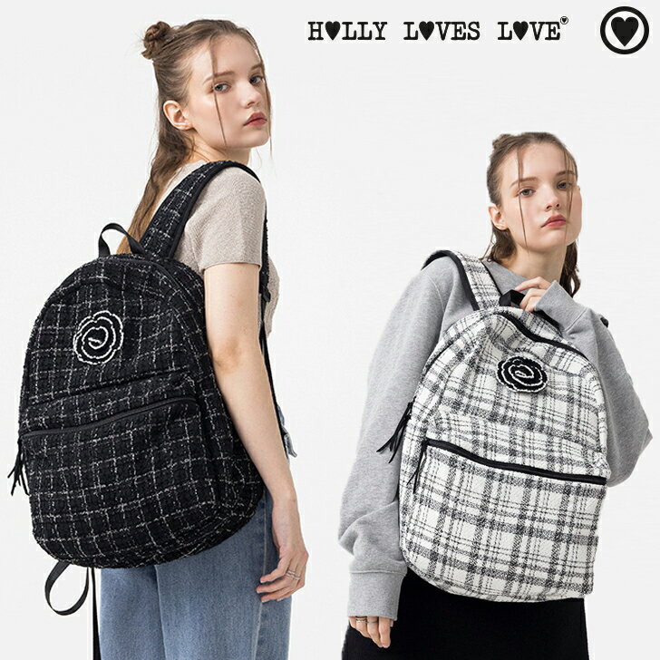 HOLLY LOVES LOVE bNTbN z[ uY u K̔X fB[X COZY BACKPACK R[W[ obNpbN BLACK ubN WHITE zCg ؍uh ؍t@bV obN pbN cC[h 킢 ʊwobO