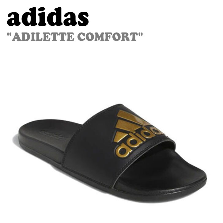 アディダス サンダル adidas メンズ レディース ADILETTE COMFORT アディレッタ コンフォート CORE BLACK コア ブラック GOLD METALLIC ゴールド メタリック GY1946 シューズ 【中古】未使用品