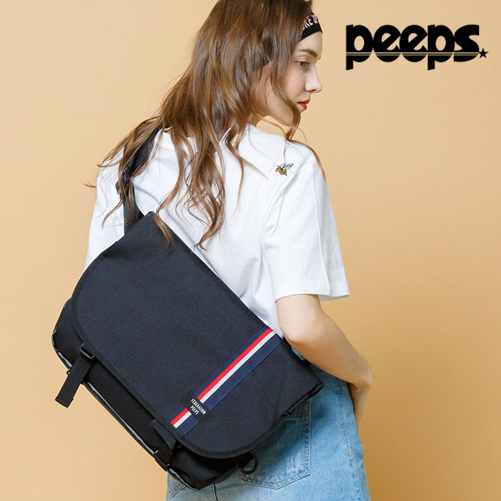 s[vX NXobO PEEPS K̔X Y fB[X ESSENTIAL MESSENGER BAG GbZV bZW[obO STRIPE BLACK XgCv ubN P00000VV obO