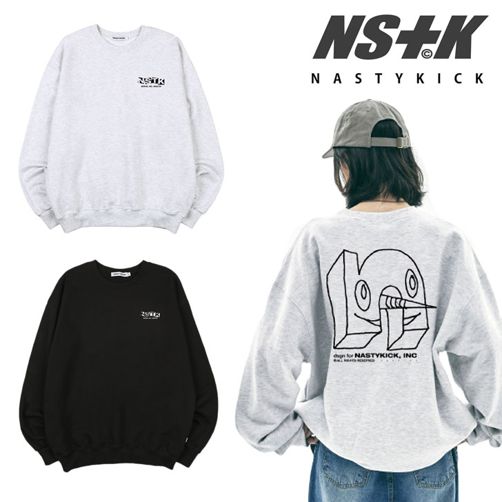 ネスティキック トレーナー NASTYKICK 正規販売店 N-Design Sweatshirt エン デザインスウェットシャツ LIGHT MELANGE ライトメランジ BLACK ブラック K21QB362 ウェア