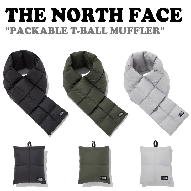 ノースフェイス マフラー THE NORTH FACE メンズ レディース PACKABLE T-BALL MUFFLER パッカブル ティー ボール マフラー BLACK ブラック KHAKI カーキ WARM GRAY ワームグレー NA5IP51A/B/C ACC【中古】未使用品