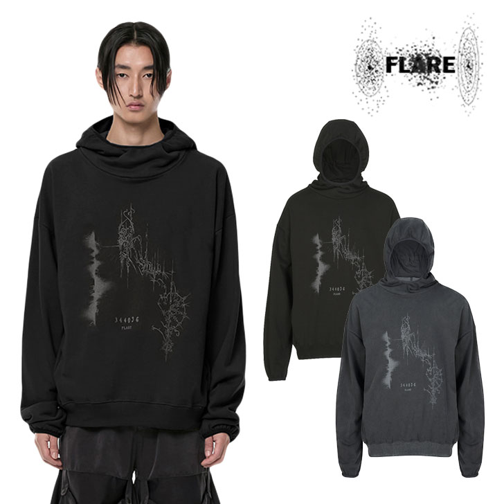 【国内配送/正規販売店】フレアアップ パーカー FLARE UP メンズ レディース Frequency High Neck Hoodie フリークエンシー ハイネック フーディ BLACK ブラック DARK GRAY ダークグレー FL-116 ウェア