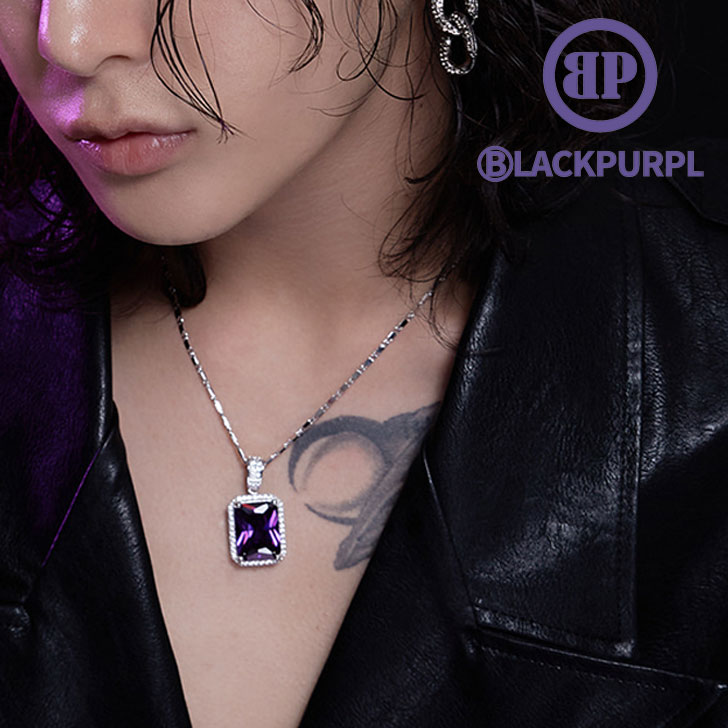 ブラックパープル ネックレス BLACKPURPLE 正規販売店 FULL SHINE SQUARE NECKLACE フル シャイン スクエアネックレス SILVER シルバー PURPLE パープル 韓国アクセサリー PPAAP019N69 ACC