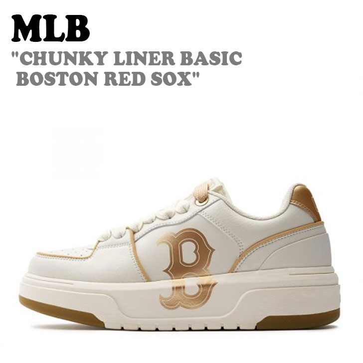 エムエルビー スニーカー MLB メンズ レディース CHUNKY LINER BASIC BOSTON RED SOX チャンキー ライナー ベーシック ボストン レッドソックス GOLD ゴールド 3ASXCLB3N-43GOS シューズ