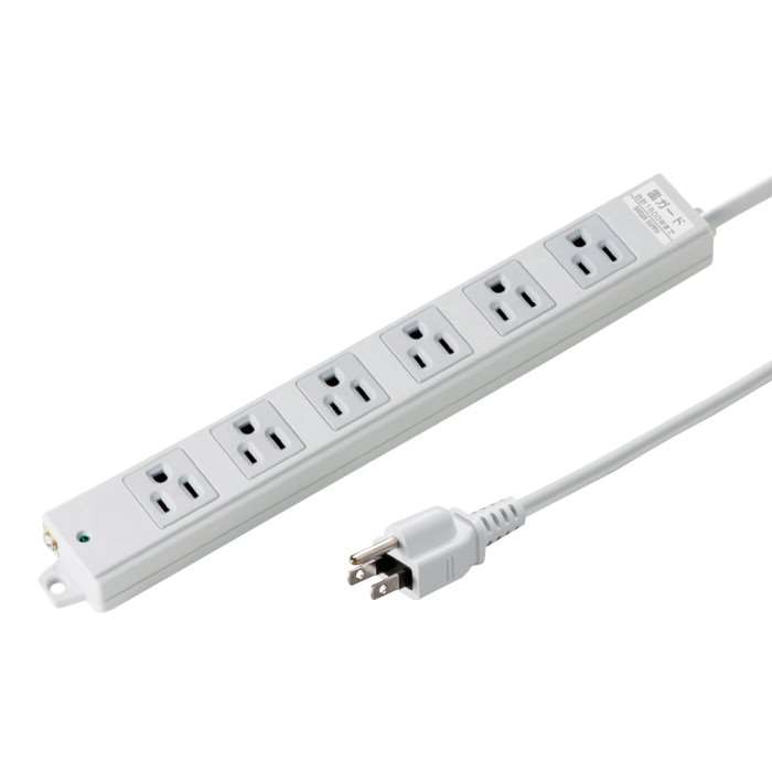 【代引不可】【サンワサプライ SANWA SUPPLY】工事物件雷ガードタップ(3P・マグネット付・6個口・3m) 製品型番：TAP-K6NSP-3