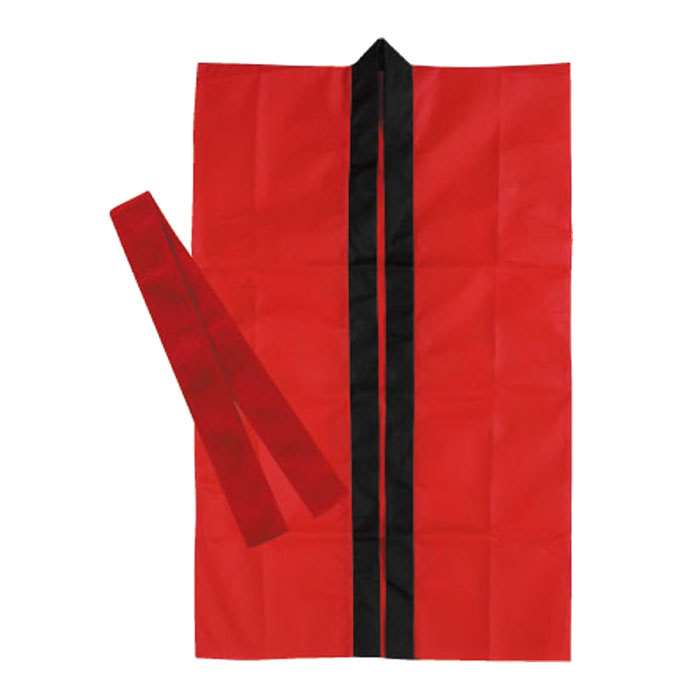 ロングハッピ 不織布 ハチマキ付（赤 Jサイズ）幼児～小学校低学年向け 半被 運動会 体育祭 衣装  ...