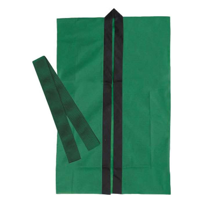 ロングハッピ 不織布 ハチマキ付（緑 Sサイズ）小学校高学年～中学生向け 半被 運動会 体育祭 衣装 ...