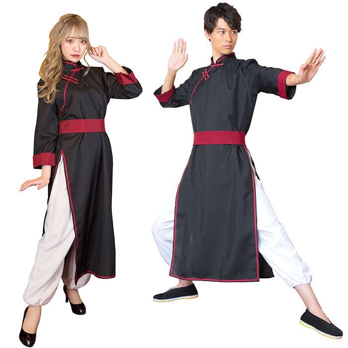 樂天商城 - ロイヤルチャイナ カンフー ブラック 男女兼用 カンフー衣装 チャイナ服 コスプレ コスチューム 衣装 仮装 変装 クリアストーン 4560320890966