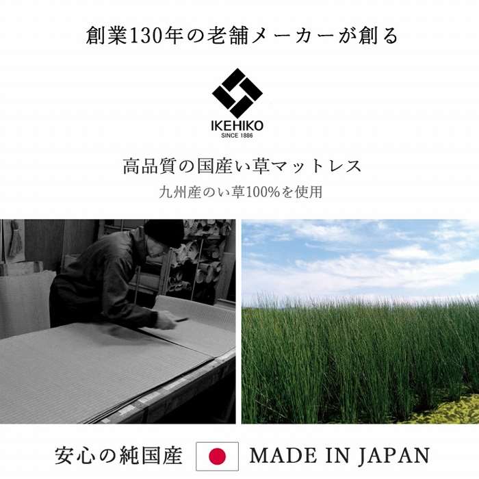 スマホカバー専門店 ドレスマの【沖縄・離島配送不可】【代引不可】い草マットレス 三つ折り 約120×210cm フロアマット 置き畳 軽量 湿気 対策 畳 日本 国産 カビ防止 IKEHIKO FLA120210｜アングル2