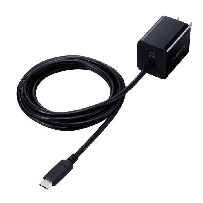 【あす楽】【代引不可】USB Type-C 充電器 PD 対応 最大出力20W Type C ケーブル ブラック 一体型 1.5m iPhone iPad Pro Air Galaxy Xperia AQUOS Android 各種 他対応 軽量 エレコム MPA-ACCP37BK