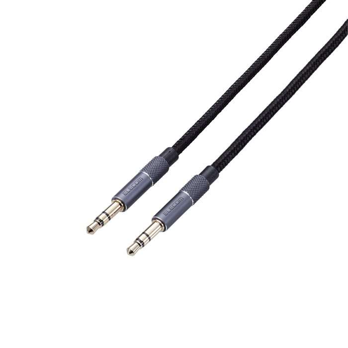 SEARCH WORD：ステレオミニプラグ AUX オーディオケーブル φ3.5mm 高耐久 auxケーブル ウォークマン タブレット オーディオ変換ケーブル イヤホンケーブル ケーブル 商品概要：■スマートフォンやタブレット、音楽プレーヤーのφ3.5mmステレオミニジャックと、ヘッドホンやスピーカー、カーステレオなどのφ3.5mmステレオミニジャックを接続することができる、オーディオφ3.5mmステレオミニケーブルのアルミコネクター&ナイロンメッシュタイプです。 ■4万回の屈曲試験(当社基準)に合格した断線に強い高耐久タイプです。 ■奥まった位置に端子がある機器にも接続しやすい、太さ約6.0mmのコンパクトコネクターを採用しています。 ■接触抵抗が小さく、経年劣化によるサビなどに強い金メッキ仕上げの端子です。 ■高純度OFC99.97%(無酸素銅)ケーブルの採用により、信号の歪みや伝送ロスを抑えクリアな音質を再現します。 ■EUの「RoHS指令(電気・電子機器に対する特定有害物質の使用制限)」に準拠(10物質)しています。 ■自社環境認定基準を1つ以上満たし、『THINK ECOLOGY』マークを表示した製品です。 ■環境保全に取り組み、製品の包装容器におけるプラスチック重量を、社内基準製品より20%以上削減した製品です。商品仕様：■メーカー：エレコム■JANコード：4549550257558■商品名：ステレオミニプラグ AUX オーディオケーブル φ3.5mm 50cm 高耐久 ブラック【 イヤホンジャック付き iPod iPhone iPad Android ヘッドホン 車 各種対応 】■型番：AX-35MA05BK■対応機種：φ3.5mmステレオミニジャック搭載のスピーカー・ヘッドホン・カーナビ・カーステレオおよびφ3.5mmステレオミニジャック搭載のスマートフォン・ポータブルオーディオプレーヤーなど ■コネクタ形状1：φ3.5mm 3極ミニプラグ(ストレート) ■コネクタ形状2：φ3.5mm 3極ミニプラグ(ストレート) ■ケーブルタイプ：高耐久ナイロンメッシュタイプ ■プラグメッキ仕様：金メッキ ■カラー：ブラック ■長さ：約0.5m ※コネクター含まず ■環境配慮事項：EUの「RoHS指令(電気・電子機器に対する特定有害物質の使用制限)」に準拠(10物質) ■環境配慮事項：THINK ECOLOGYマーク■ご注文前にご確認ください：商品の仕様、デザイン、パッケージデザイン等は予告なく変更される場合がございます。※画像はイメージです。カラーは画像と現物では濃淡や色味など若干異なる印象となる場合がございます。※商品概要、仕様、サービス内容及び企業情報などは商品発表時点のものです。※最新の情報に関しましては、メーカーサイトをご覧ください。※発売前予約商品についてはメーカーの商品製造数により納期が遅れる場合やご注文キャンセルをお願いする場合がございます。