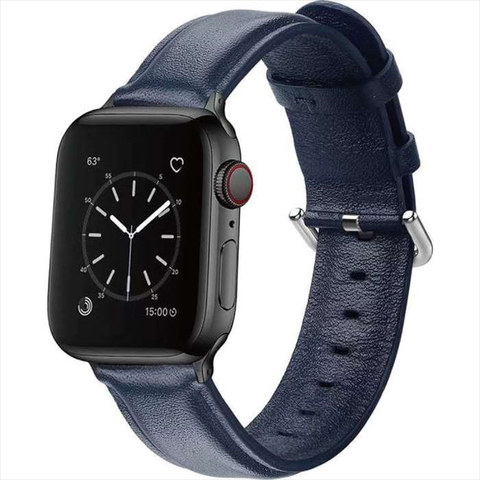 Apple Watch 49/45/44/42mm 대응 가죽 밴드 네이비 애플 워치 벨트 밴드 PU 가죽 세련된 심플 우우 스타 GRK-WM11NB