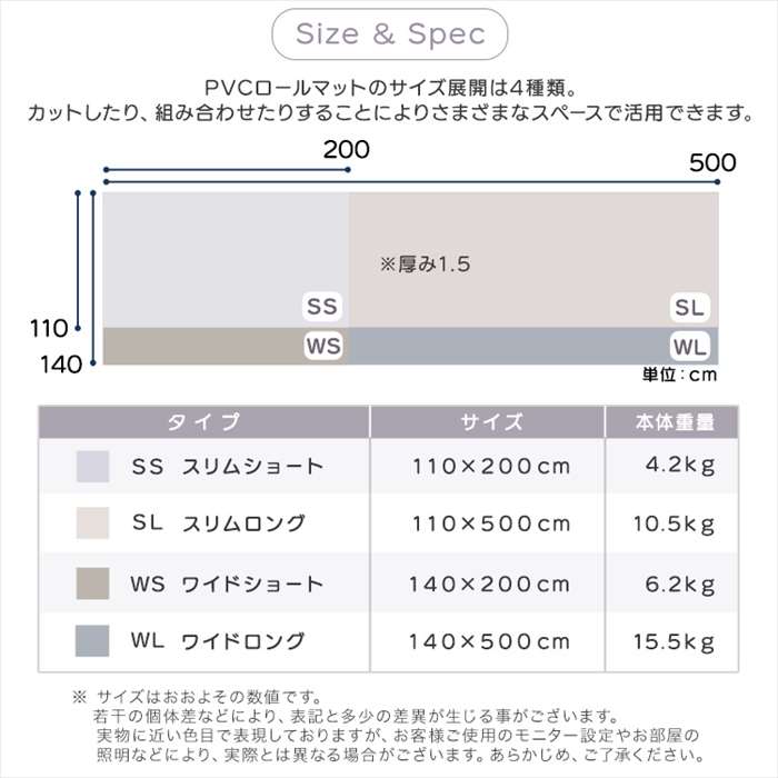 【北海道・沖縄・離島配送不可】【代引不可】継ぎ目がない!PVCロールマット ワイドロング(140×500cm)WL マット クッション性 ホームテイスト PRM-1450WL [2]