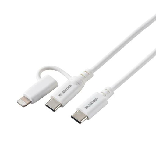 【代引不可】2in1 充電ケーブル ( USB-C to USB-C ケーブル + Lightning 変換プラグ ) 1.5m PD対応 60W 急速充電 【 タイプC / ライトニング ポート搭載 等対応 】 ホワイト エレコム MPA-CCLAD15WH 【代引不可】2in1 充電ケーブル ( USB-C to USB-C ケーブル + Lightning 変換プラグ ) 1.5m PD対応 60W 急速充電 【 タイプC / ライトニング ポート搭載 等対応 】 ホワイト エレコム MPA-CCLAD15WH