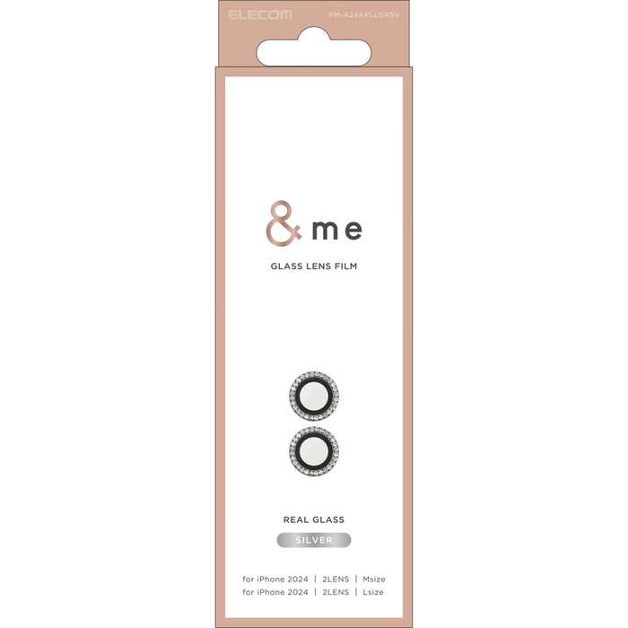 【代引不可】iPhone 16 iPhone 16Plus 2眼 &me カメラレンズガラスフィルム ラインストーン シルバー カメラレンズ保護 保護フィルム ...