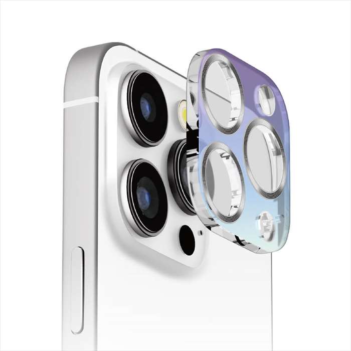 iPhone 16 Pro 16 Pro Max 3眼カメラ用カメラフルプロテクター オーロラ シルバー カメラレンズ保護 レンズ保護 プロテクター PGA PG-24BCLG13SV