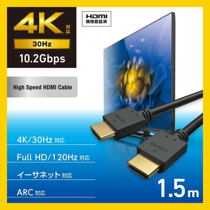 【代引不可】HDMIケーブル HDMI1.4 イーサネット対応 ハイスピード 1.5m ブラック ...