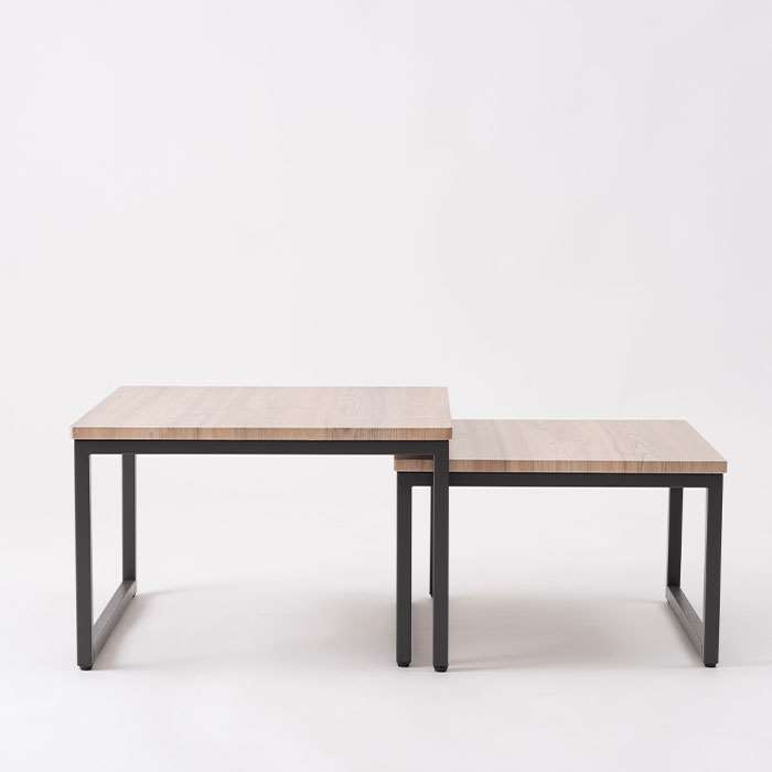 【北海道・沖縄・離島配送不可】【代引不可】ネストテーブル センターテーブル 正方形 スクエア 重ね ダブル 東谷 MIP-15DGY [3]