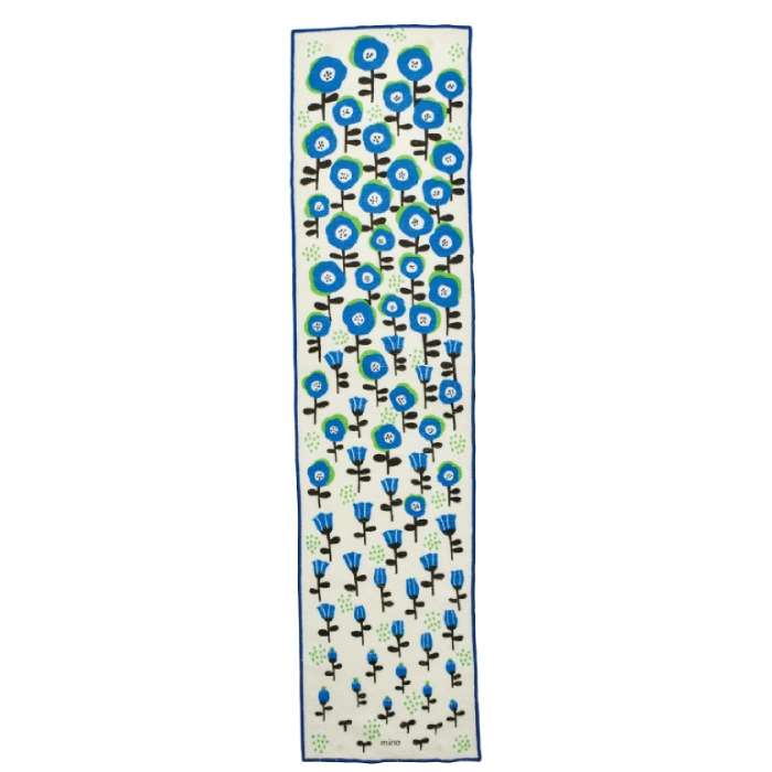 mino ループタオル フラワー マイクロファイバー BLUE 18x76cm mino A577BL