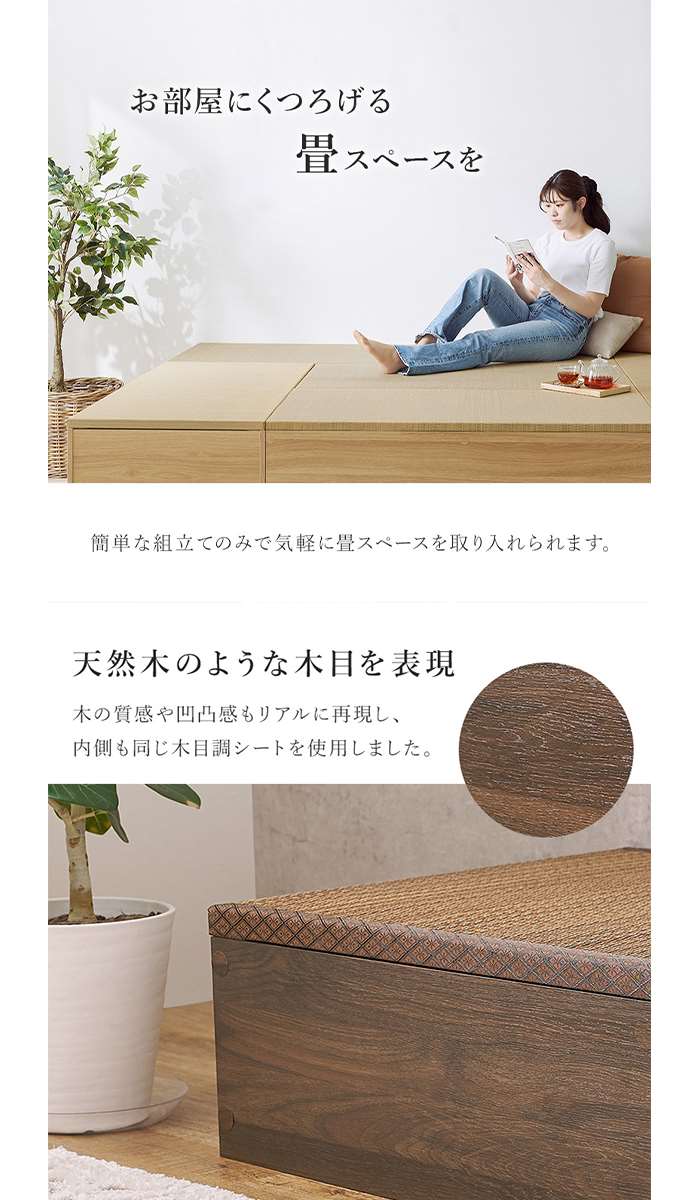 【北海道・沖縄・離島配送不可】【代引不可】畳付き収納スツール 幅60cm 高さ25cm ロータイプ 収納式 組立式 HAGIHARA RUD-1148 [3]