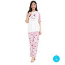 Butterfly ハローキティ パウダーストレッチ セットアップパジャマ(PK×PK・L) レディースサイズ サンリオ キャラクターパジャマ 部屋着 ルームウ...
