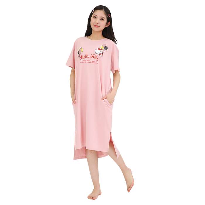 バルーン ハローキティ ワンピース(PK・M〜L) レディースサイズ サンリオ キャラクター部屋着 ルームウエア パジャマ サザック SAN-1917PK