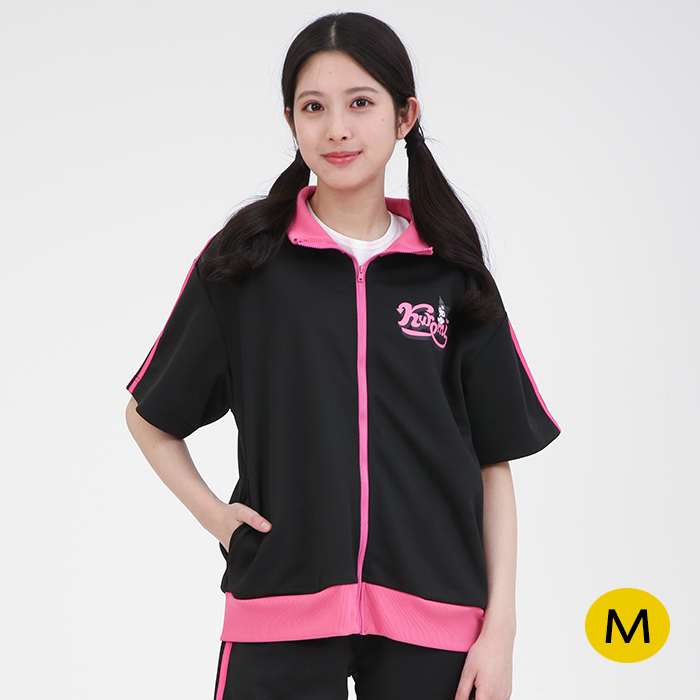 クロミ ラインジャージ半袖トップス (BK) Mサイズ レディースサイズ サザック SAN-1924M_BK