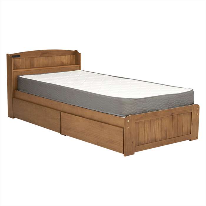 【北海道・沖縄・離島配送不可】【代引不可】マットレス付シングルベッド ライトブラウン ベッド 寝具 インテリア HAGIHARA MB-5039SLBR3301