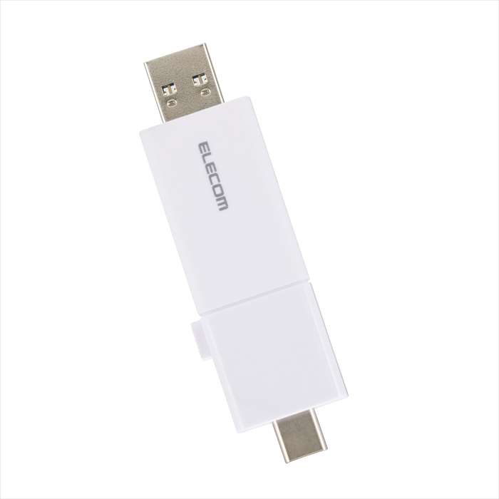 【沖縄・離島配送不可】【代引不可】USBメモリー USB5Gbps対応 スライド式 Type-C＆Type-A両対応 256GB ホワイト エレコム MF-WSAU3256GWH