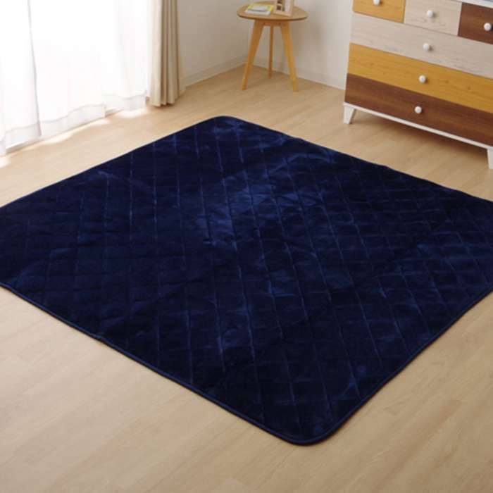 【代引不可】こたつ敷き布団 キルトラグ ラグ カーペット 4畳 無地 フランネル 『17フランIT 抗菌防臭』 ネイビー 約190×290cm（ホットカーペット対応） IKEHIKO 1380000002889