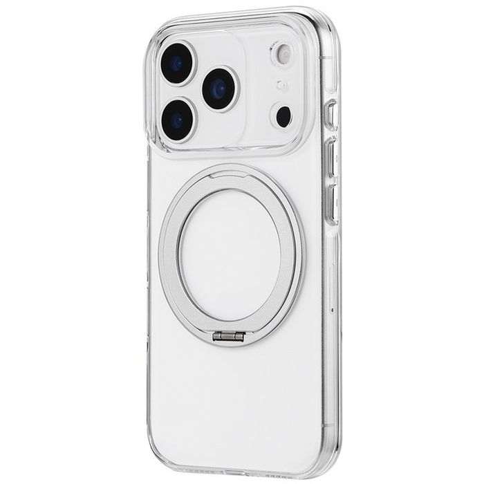 iPhone 17 Pro 360度回転スタンド付き超透明ハードケース 「MASTER CLEAR mag swing」 クリア/シルバー LEPLUS NEXT LN-IP25MCMSSV