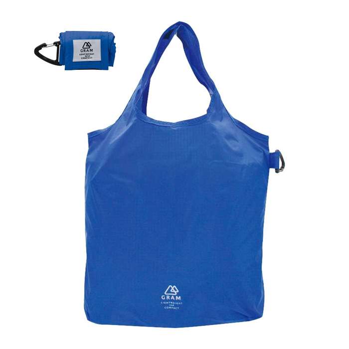 GRAM コンパクトエコバッグ Sサイズ BLUE エコバッグ レジ袋 買い物袋 マイバッグ コンビニサイズ たたむと超コンパクト お買い物 ショッピング バッグ 携帯 持ち歩き 現代百貨 A435BL