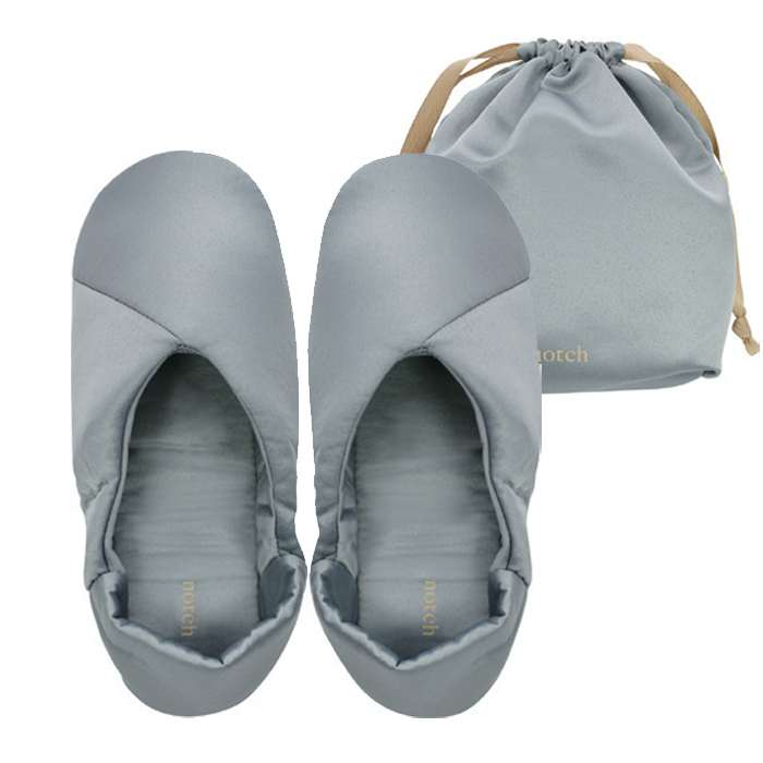 Daily Necessities - notch ポータブルスリッパ GRAY レディースサイズ 23～24.5cm 巾着ポーチ付き 現代百貨 A599GY