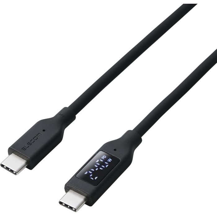乐天商城 - 【代引不可】電力ディスプレイ付きケーブル(USB-C - USB-C/240W/なめらか) ブラック エレコム MPA-CCW10BK